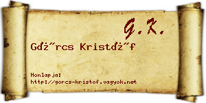 Görcs Kristóf névjegykártya